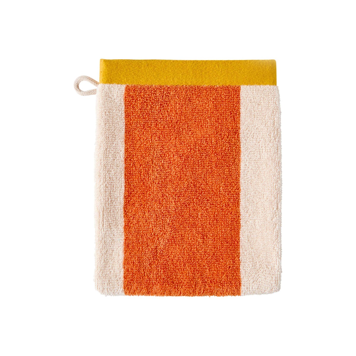 Gant de toilette coton double face Lysiris vert et orange LYSIRIS vert/orange, CARRE BLANC