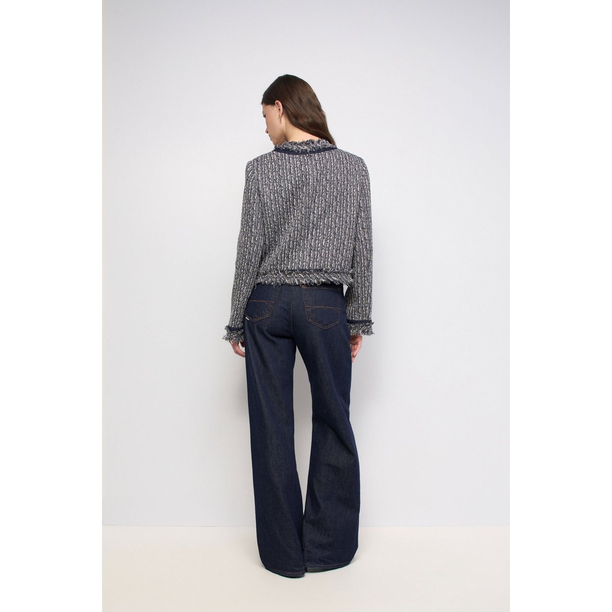 VESTE EN TWEED À FRANGES bleu, SALSA JEANS