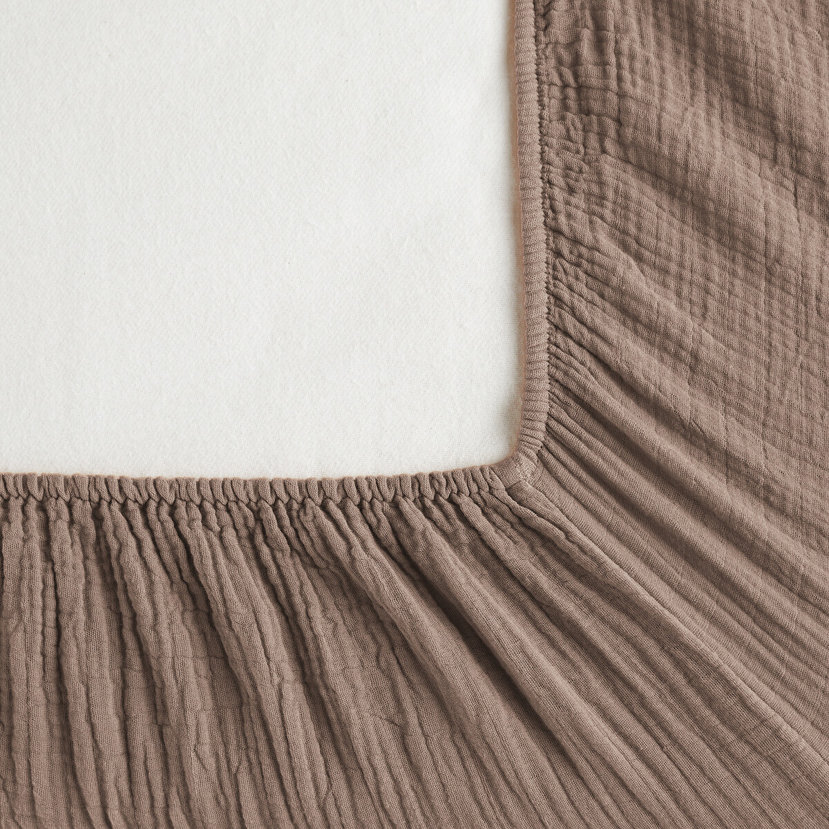 Drap-housse gaze de coton biologique, Yafa taupe, AM.PM