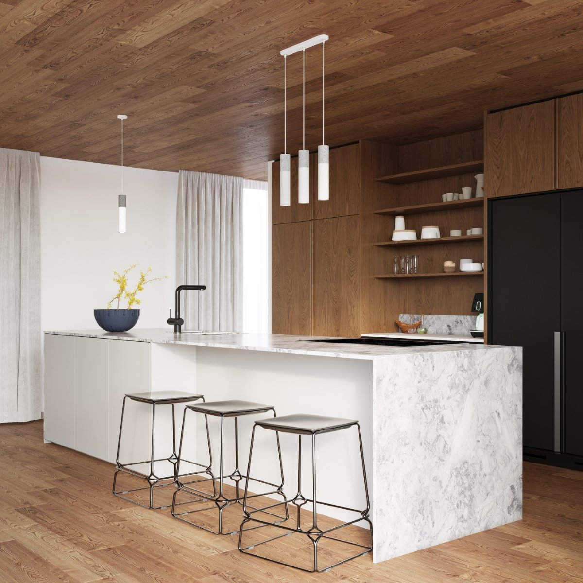 Suspension Acier Blanc/Gris GU10 2 Borigio blanc, EDEN
