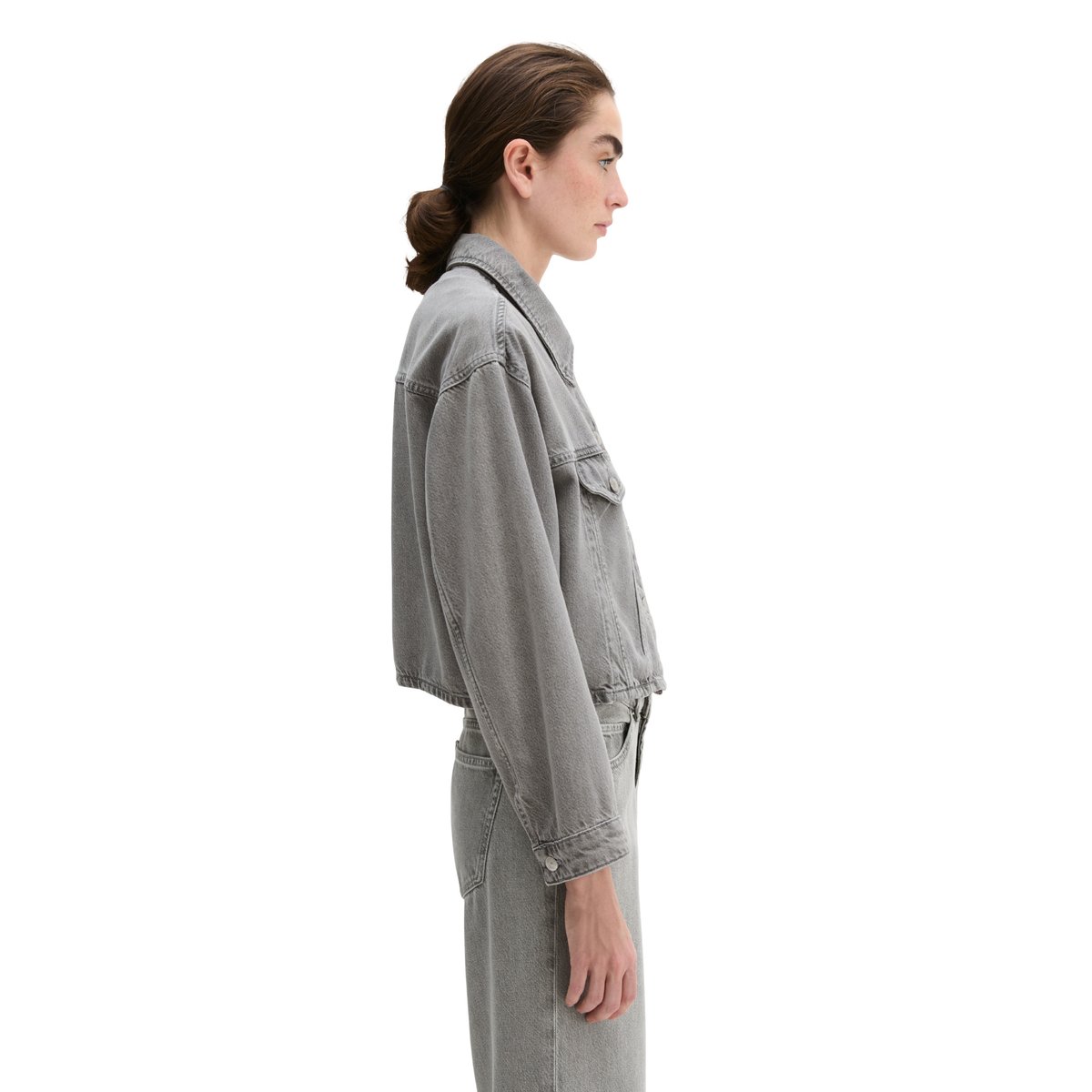 Veste en jean relaxed en mélange de lyocell et de coton bio gris clair, MARC O'POLO