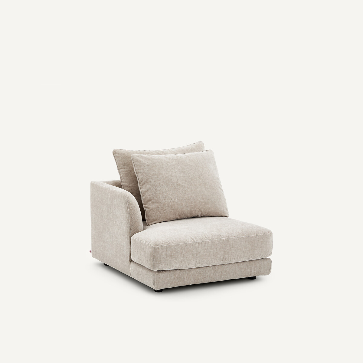 Demi-canapé gauche, arrondi, modulable en velours chenille, TIBERIO gris clair, AM.PM