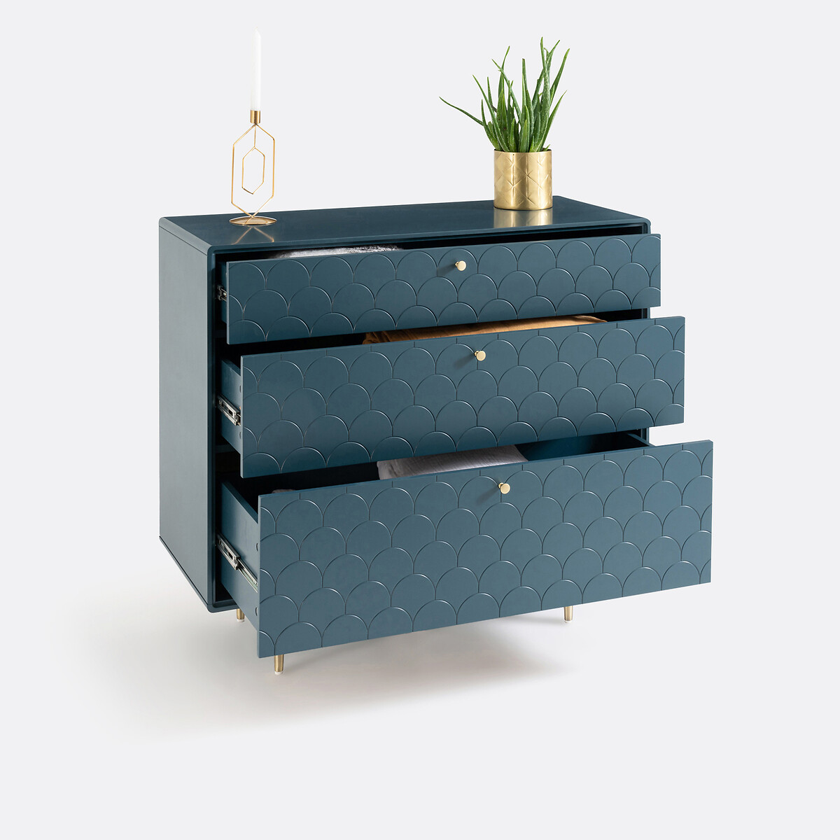 Commode 3 tiroirs, Luxore bleu de prusse, LA REDOUTE INTERIEURS