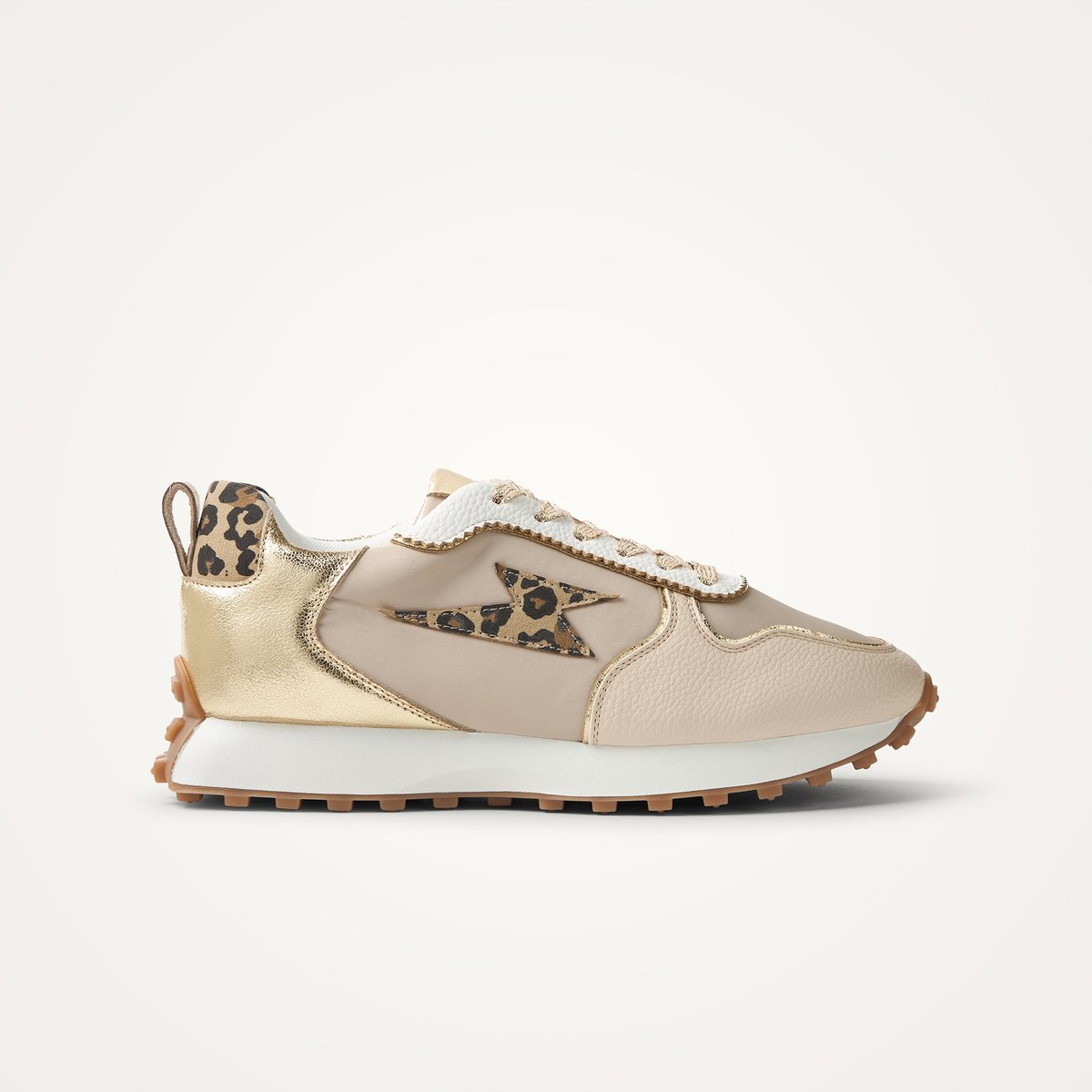 Baskets éclair à lacets avec semelle running FLOW Emblem beige, VANESSA WU