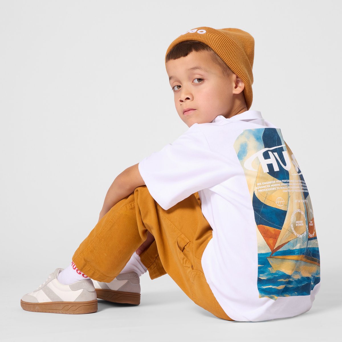 Pantalon en coton sudan brown, HUGO KIDSWEAR