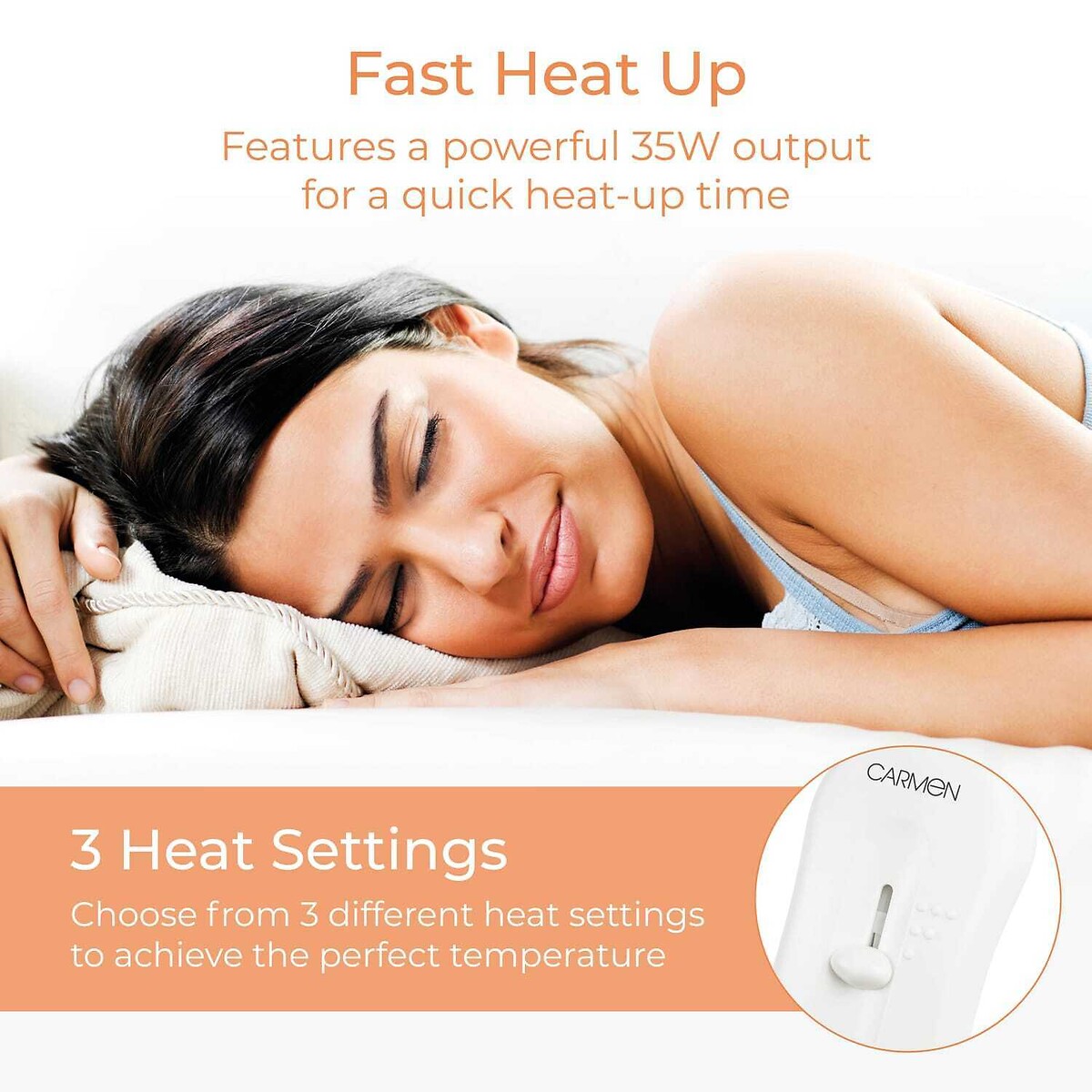 Single Heated Full Size Under Blanket white, CARMEN