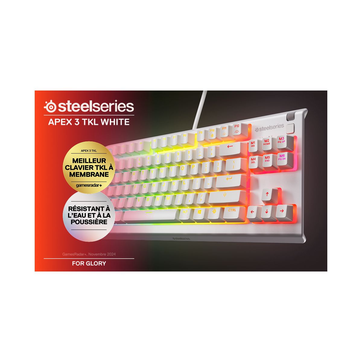 Clavier gamer Apex 3 TKL Blanc couleur unique, STEELSERIES