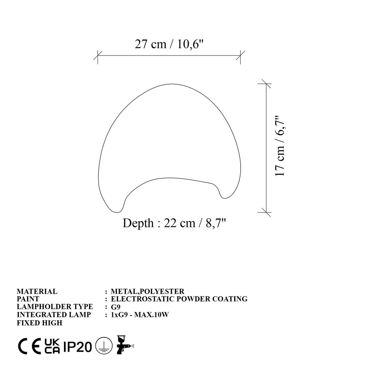 Applique blanche design organique 27 cm NOXIS blanc, PIER IMPORT