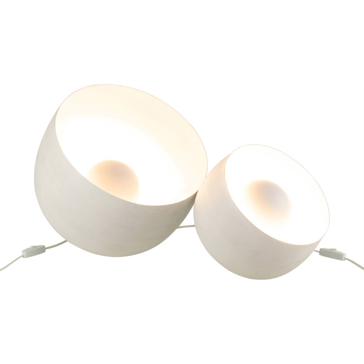 Lampe de chevet ronde en métal blanc mat épuré, RECOLLECTION