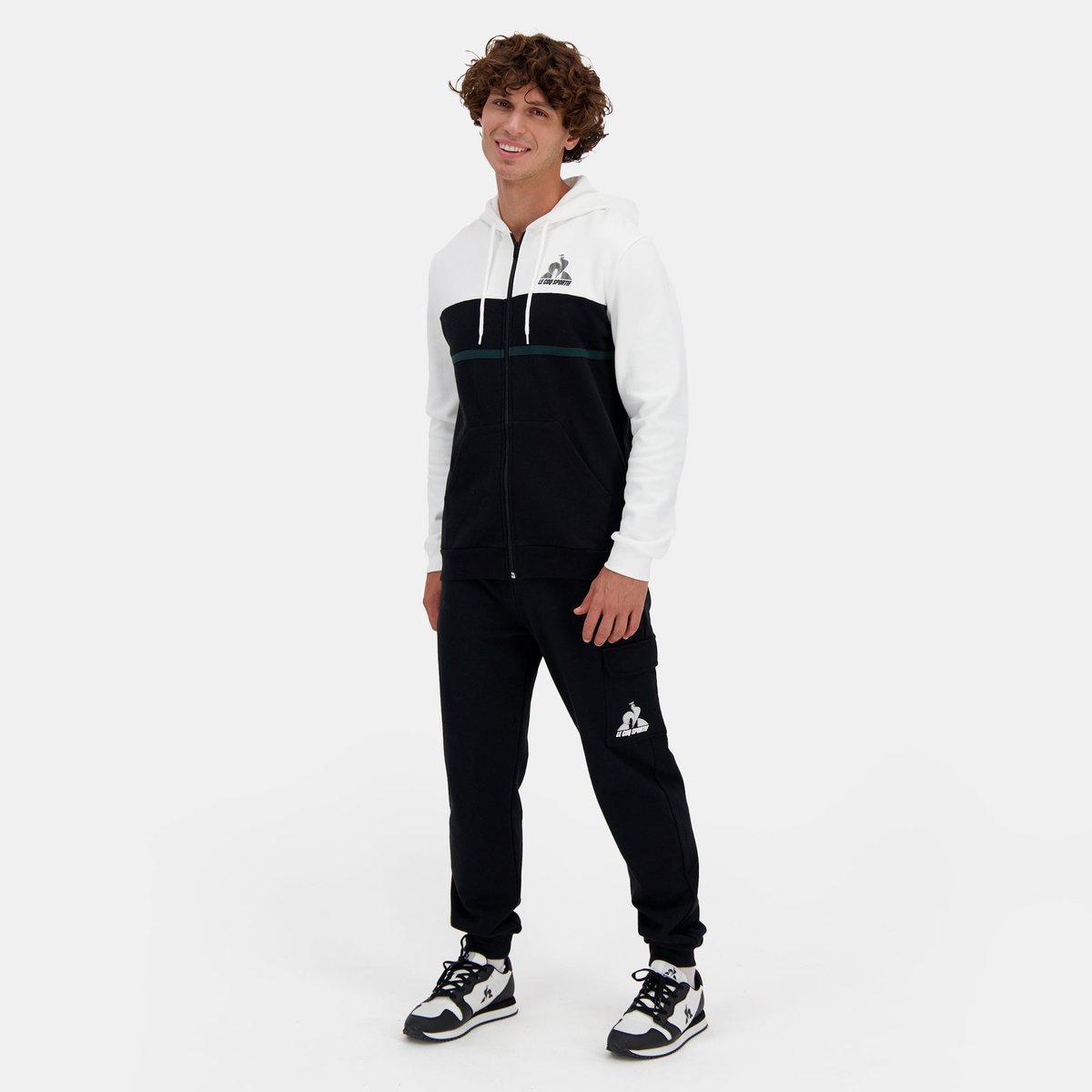 Sweat zippé à capuche  Contemporain blanc, LE COQ SPORTIF