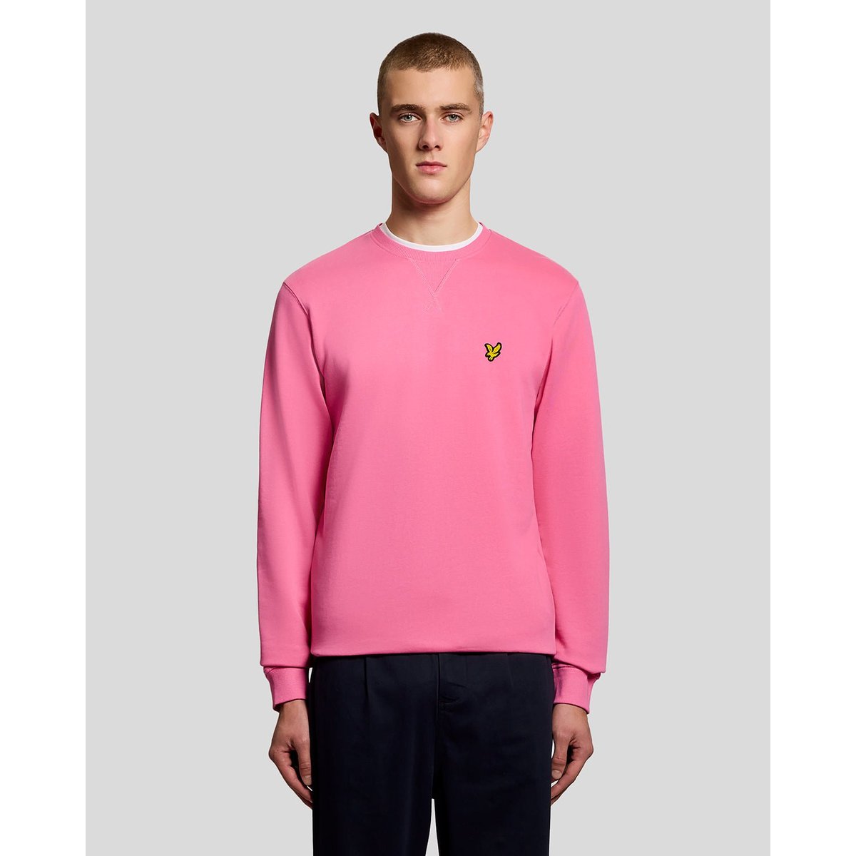 Sweat-shirt col rond en coton rose vif, LYLE & SCOTT