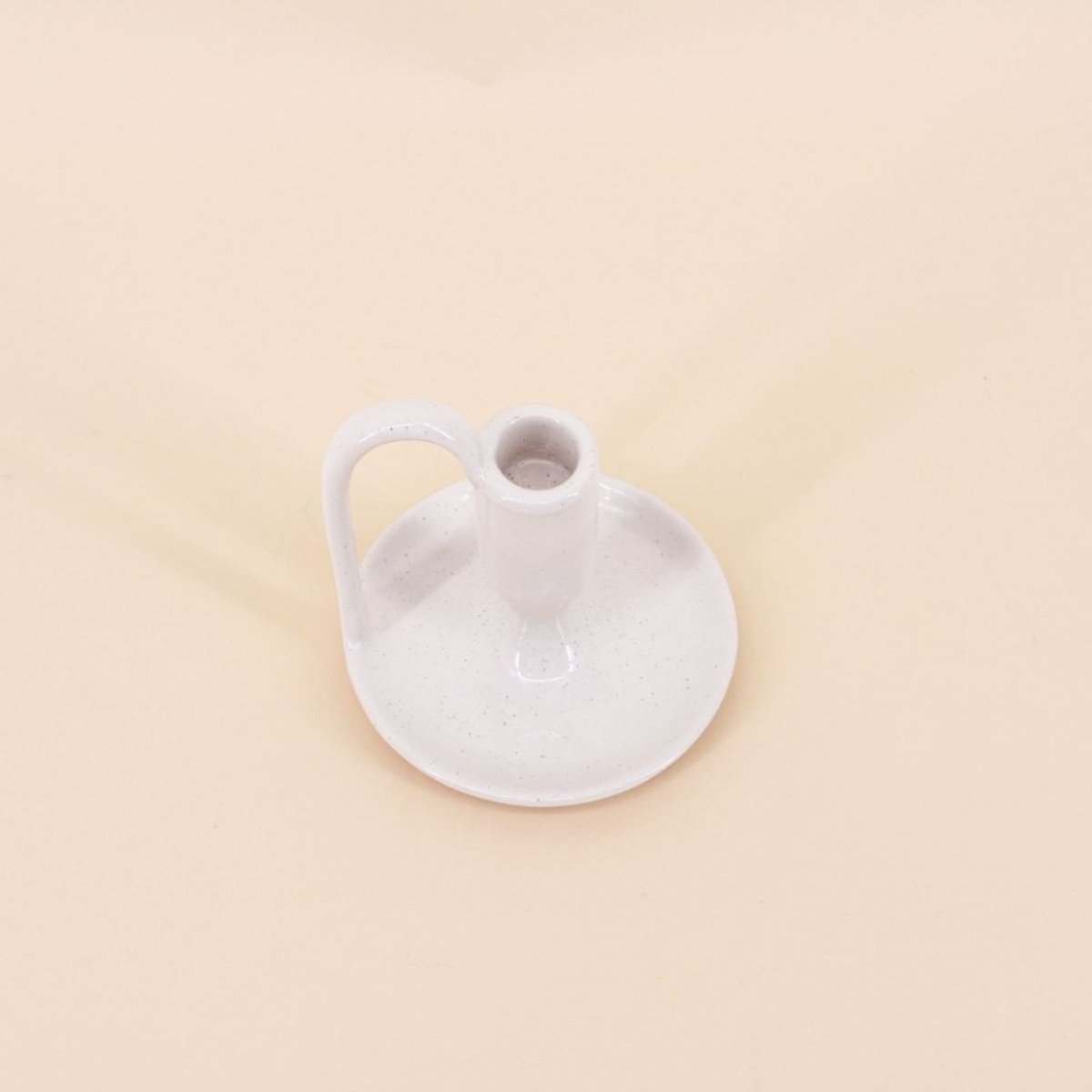 Lot de 2 bougeoirs blanc en céramique avec anse 11cm blanc, ORNAMI