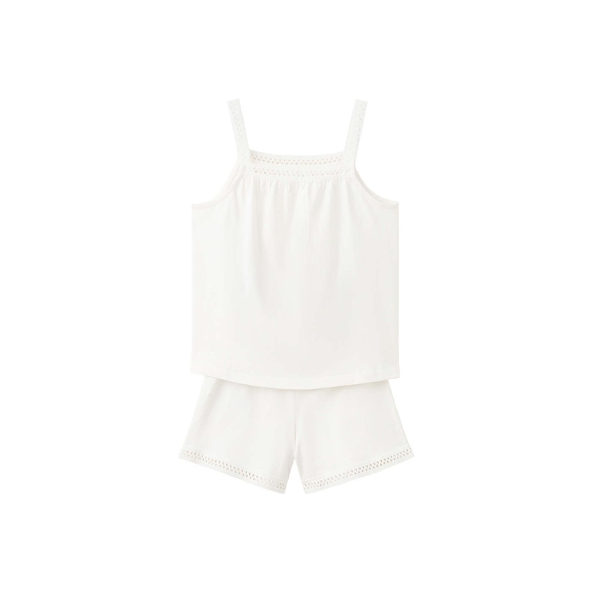 Pyjama court détails ajourés blanc cassé, MANGO KIDS
