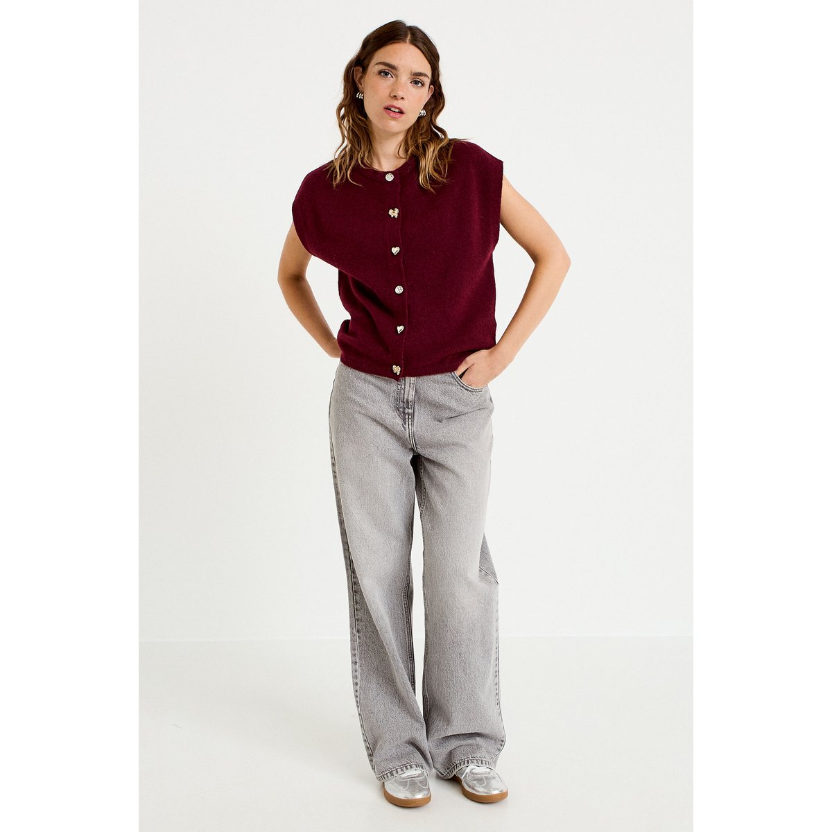 Gilet ample sans manches bordeaux, CACHE CACHE