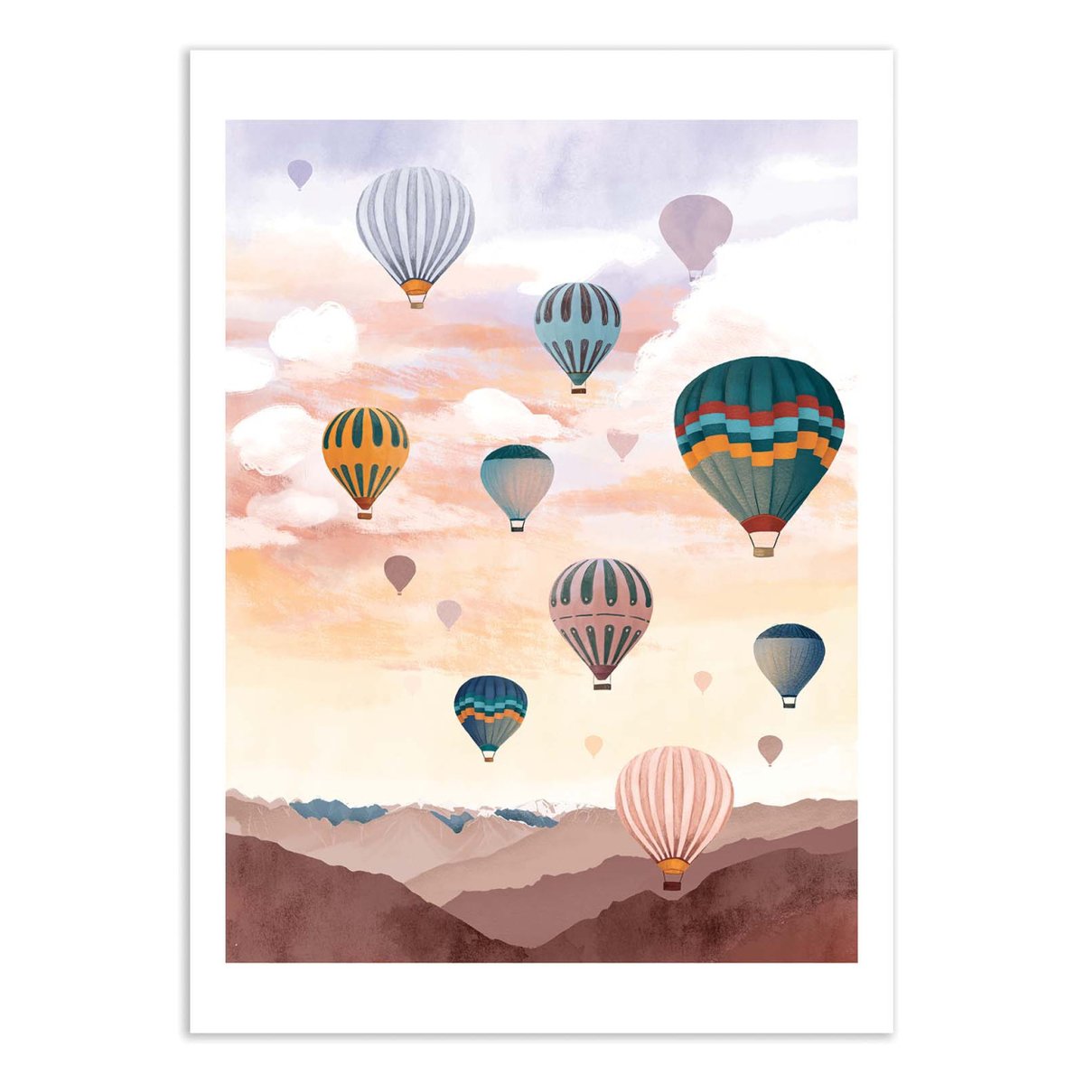Affiche d'art - Airballoon Sky - Goed Blauw violet, WALL EDITIONS