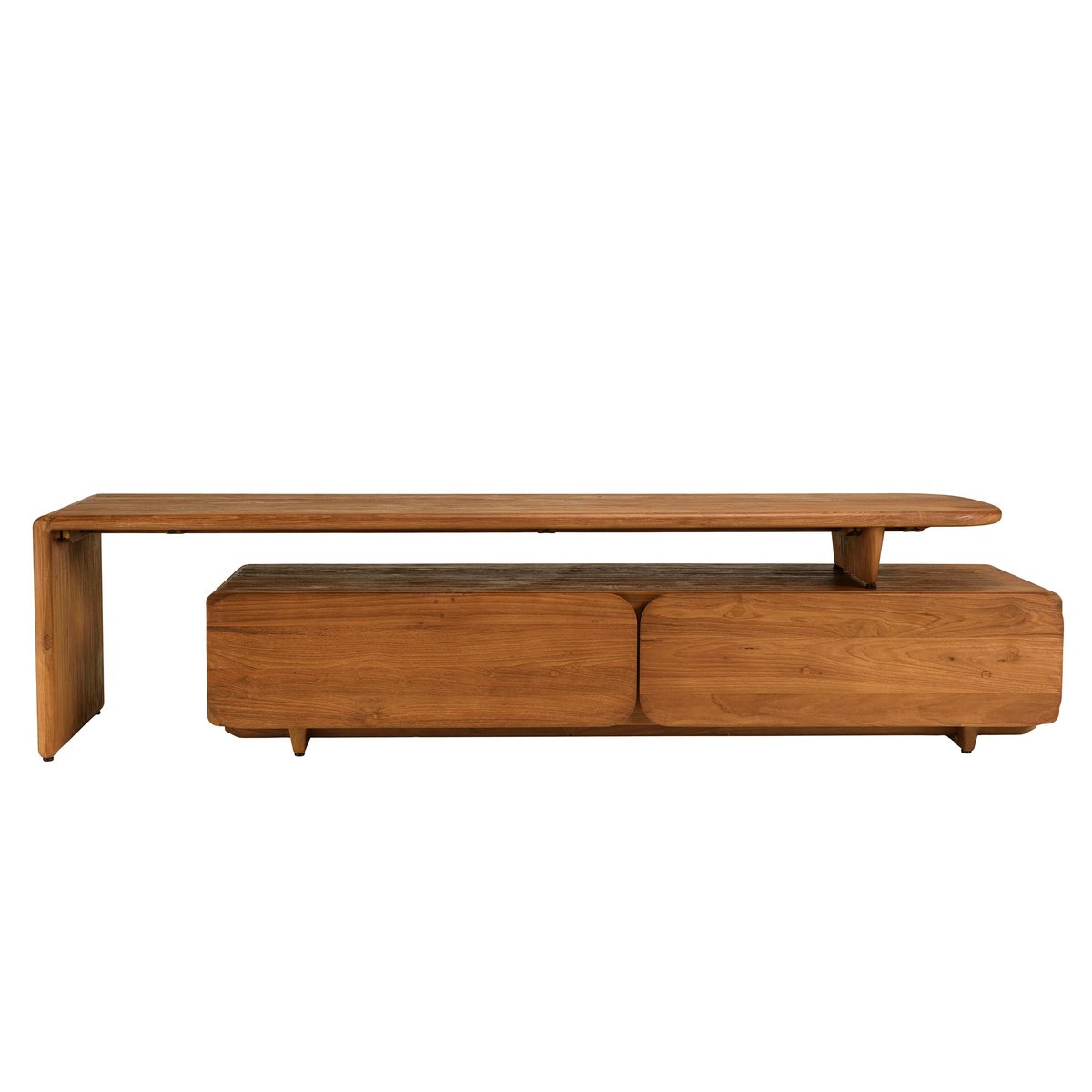 Meuble TV 2 tiroirs 160x40cm en bois de teck recyclé SWING bois naturel, PIER IMPORT