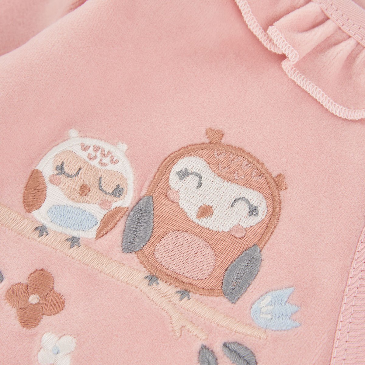 Pyjama bébé fille brodée hiboux pink, BOBOLI