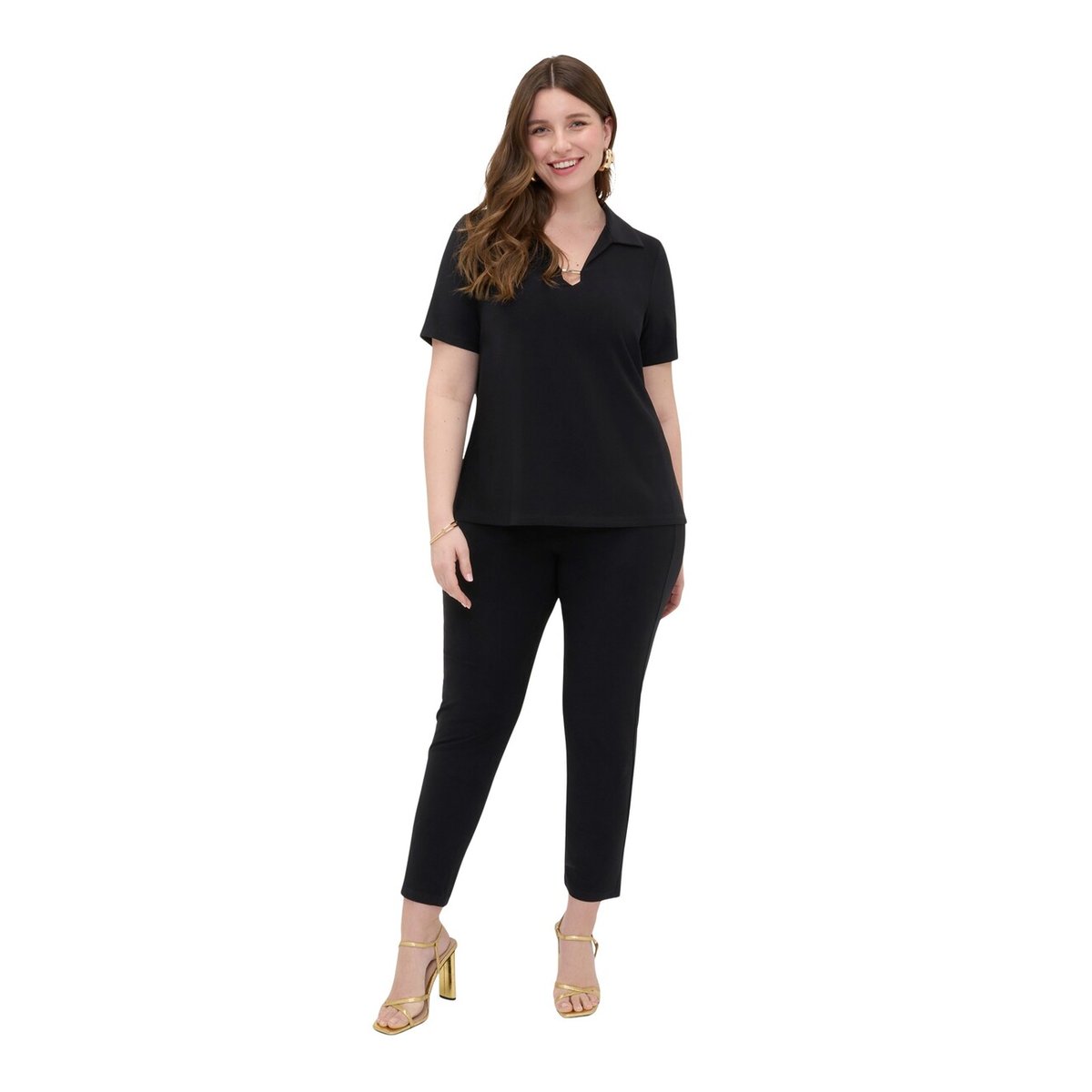 T-shirt avec détail sur l'encolure noir, FIORELLA RUBINO