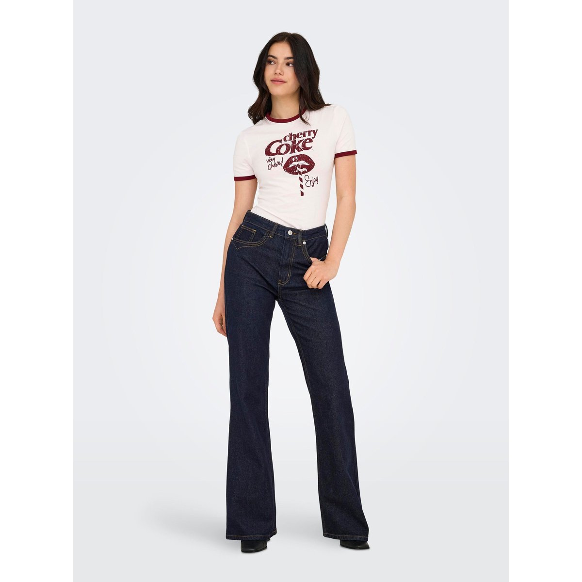Jean Flared dark blue denim, ONLY