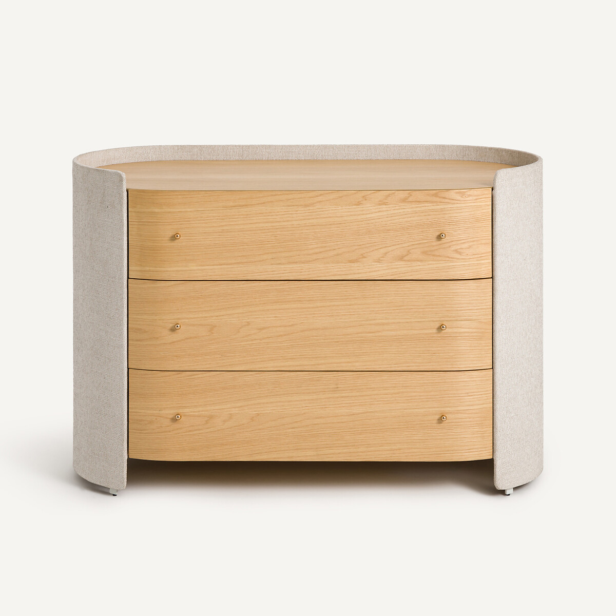 Commode 3 tiroirs, plaqué chêne et tissu natté, Firmo chêne naturel, AM.PM