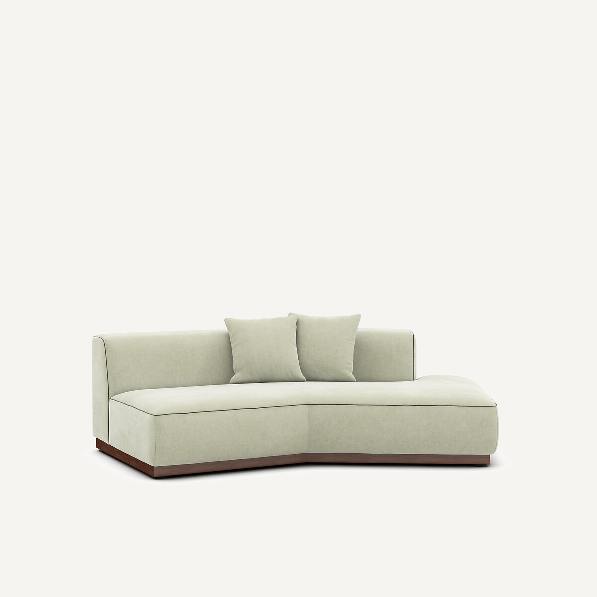 Demi-canapé droit en velours stonewashed, JACOPO vert amande, AM.PM