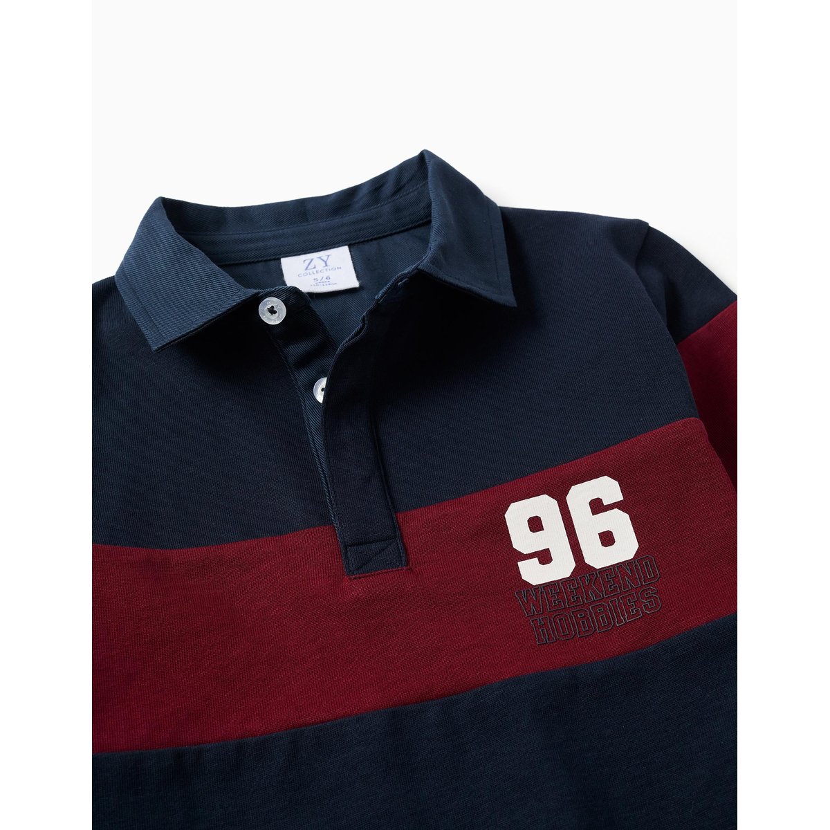 Polo en coton à manches longues avec imprimé rouge foncé, ZIPPY