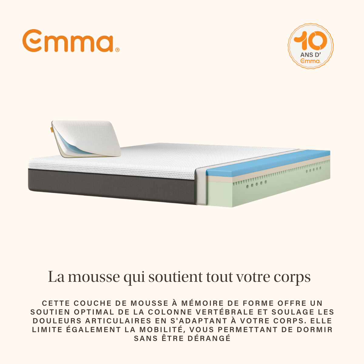 Pack Matelas Original + Oreiller Original blanc, EMMA
