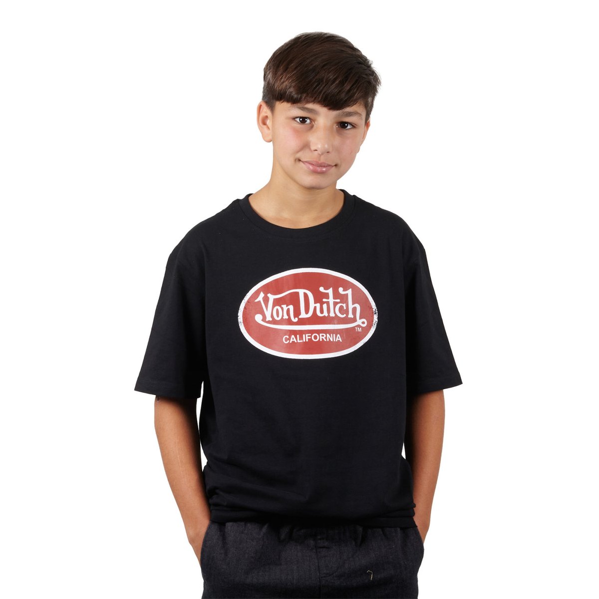 Tee Shirt en coton Relax noir/rouge, VON DUTCH