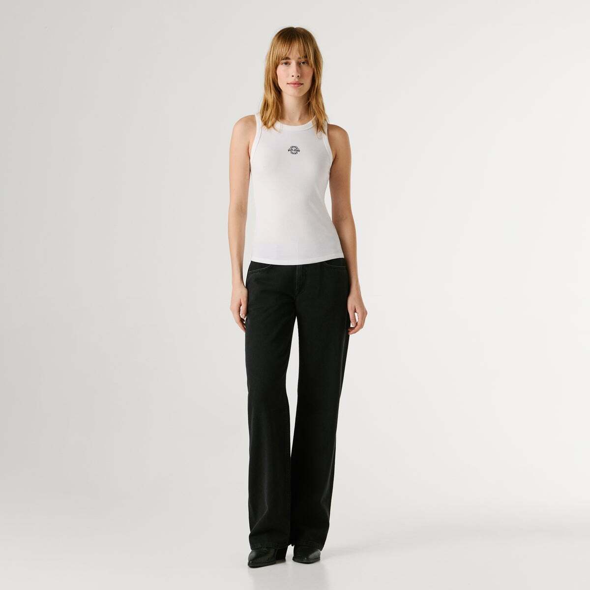 Top Côtelé Sans Manches blanc, PEPE JEANS