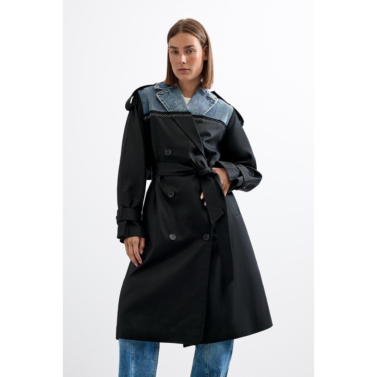 MANTEAU TRENCH LONG noir, DESIGUAL