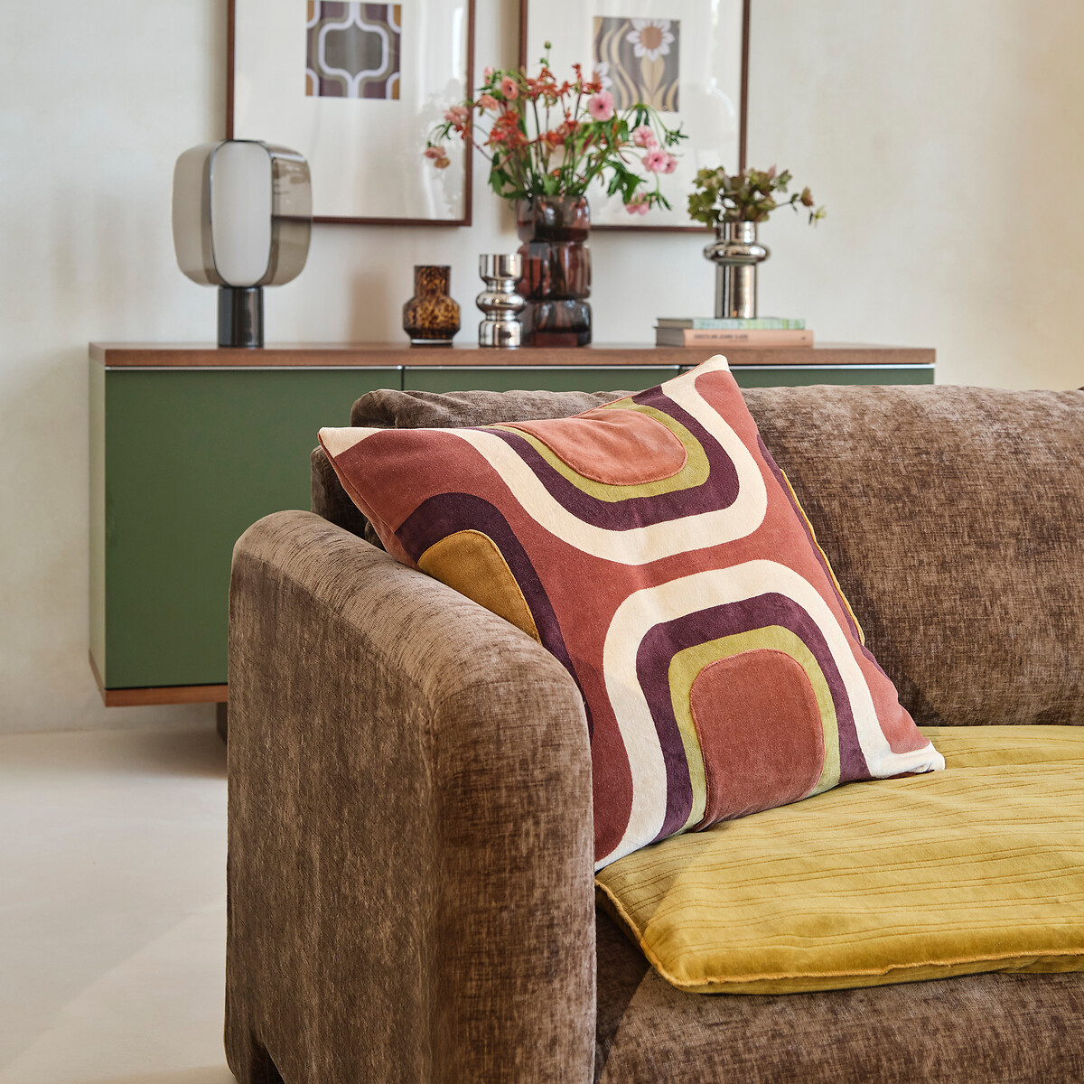 Housse de coussin, en coton, 50 x 50 cm, TADZIO terracotta/ambre, LA REDOUTE INTERIEURS