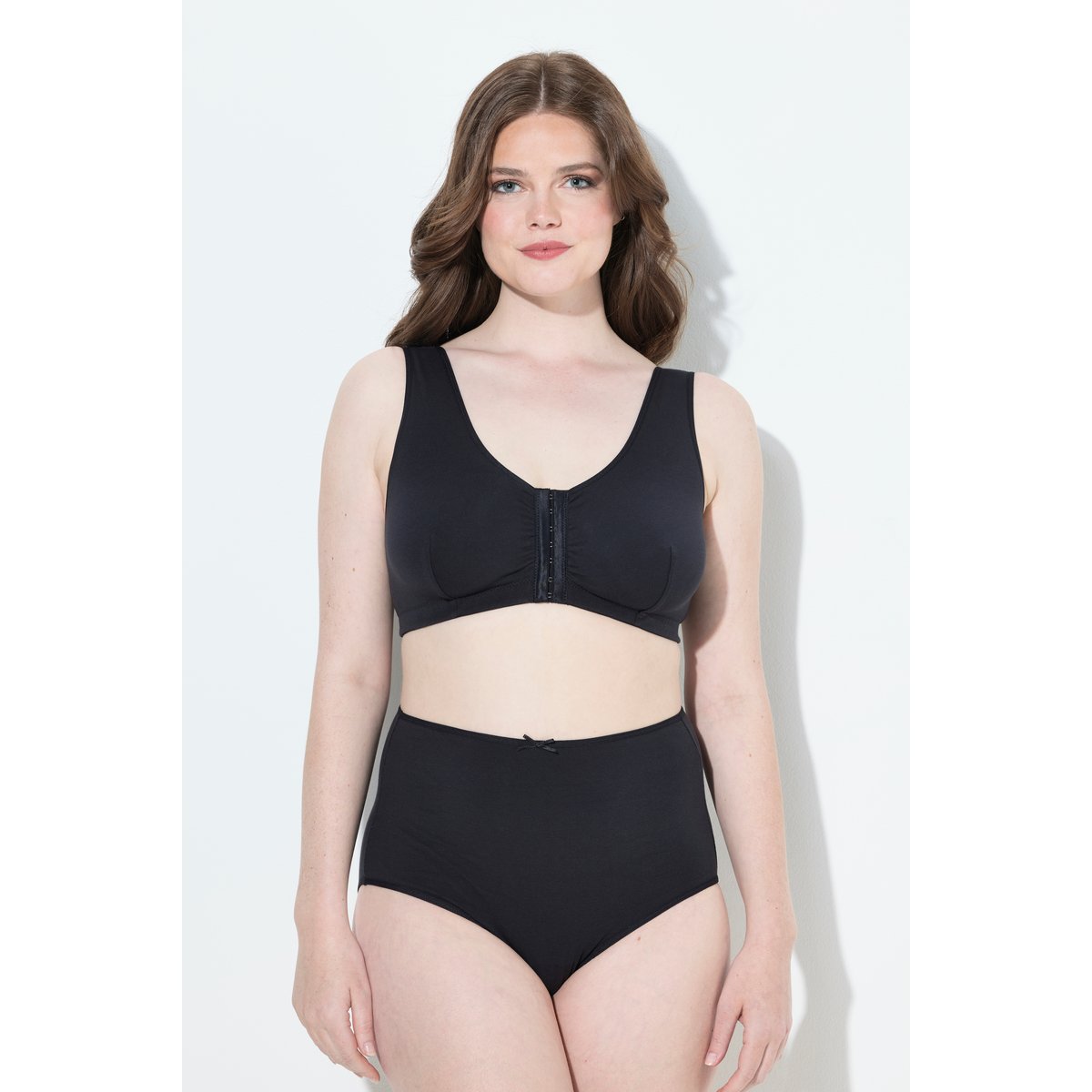 Brassière en coton, fermeture à l'avant noir, ULLA POPKEN