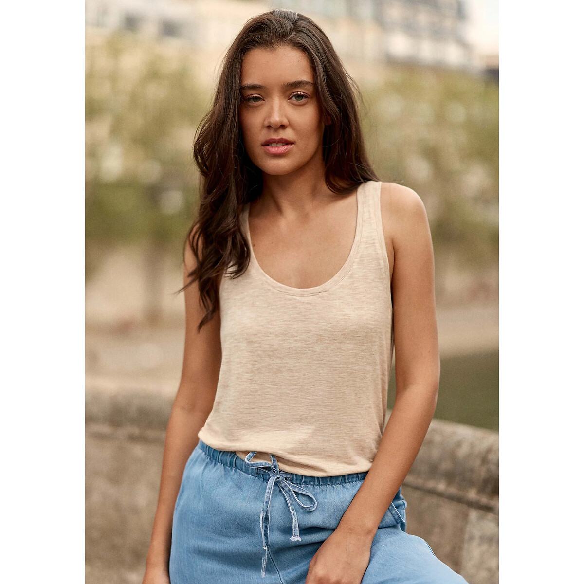 Canotta con scollo rotondo, DIANE beige, LA PETITE ETOILE