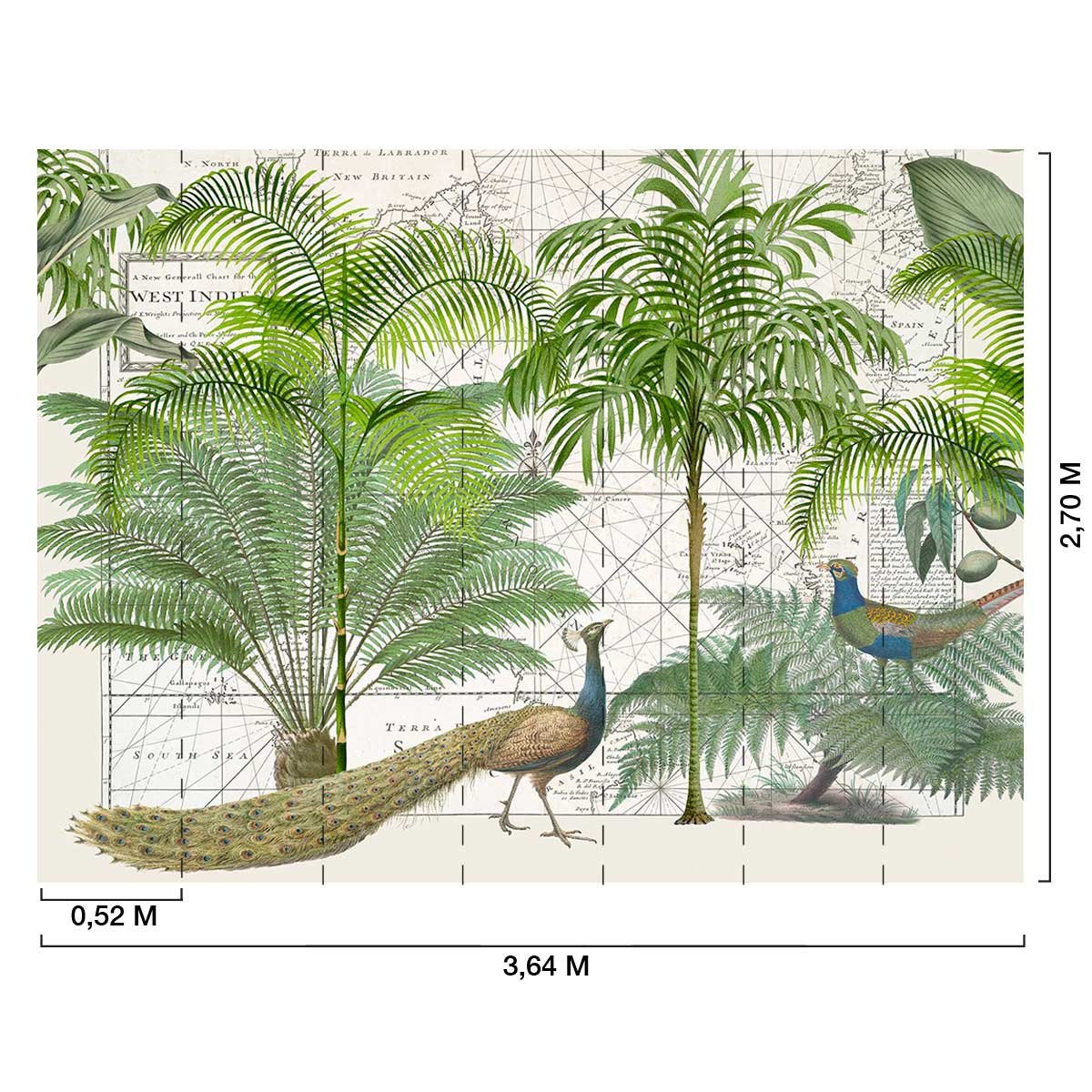 Papier peint panoramique Empire Tropical vert, HEXOA