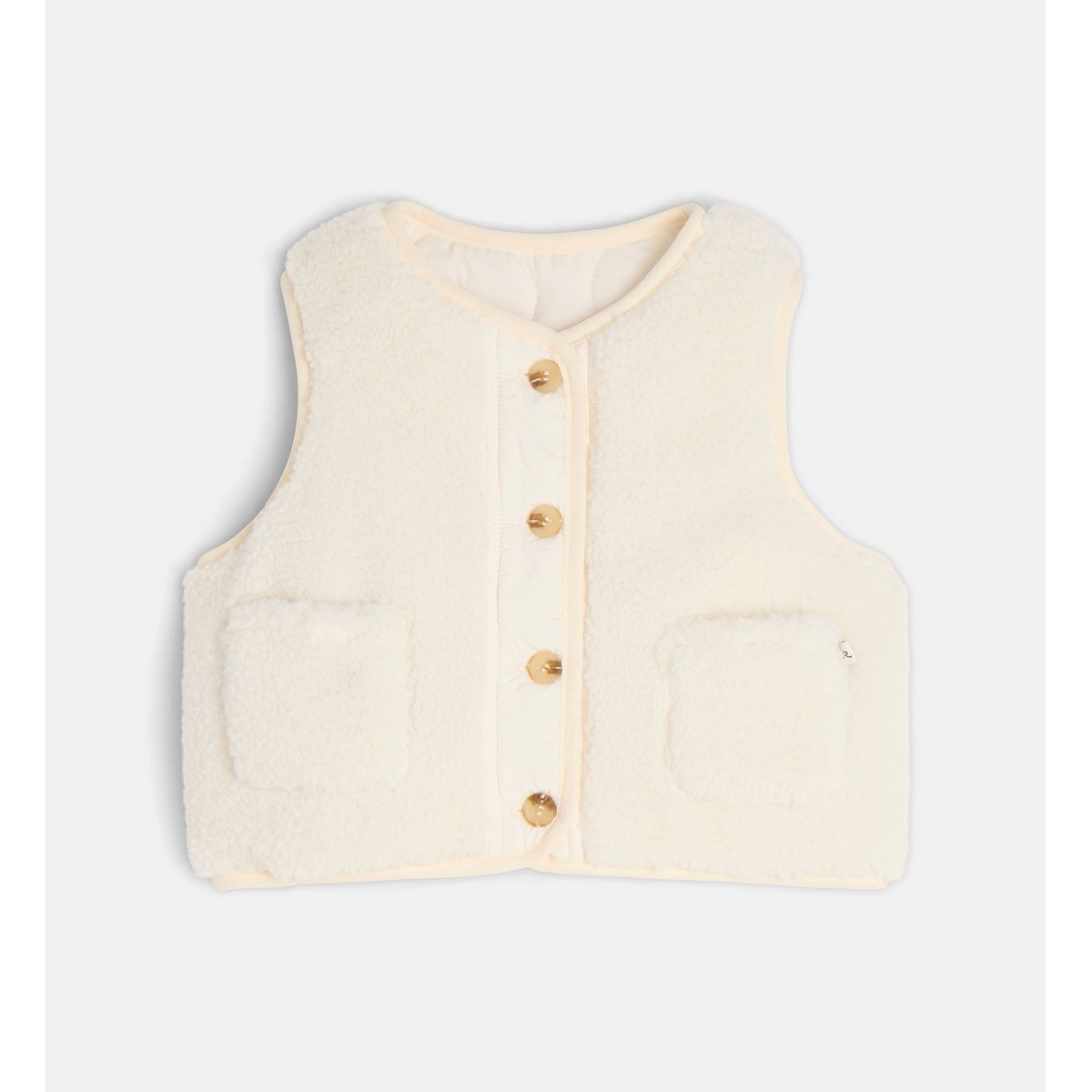 Veste sans manches toudou réversible façon sherpa écru et beige, CADET ROUSSELLE