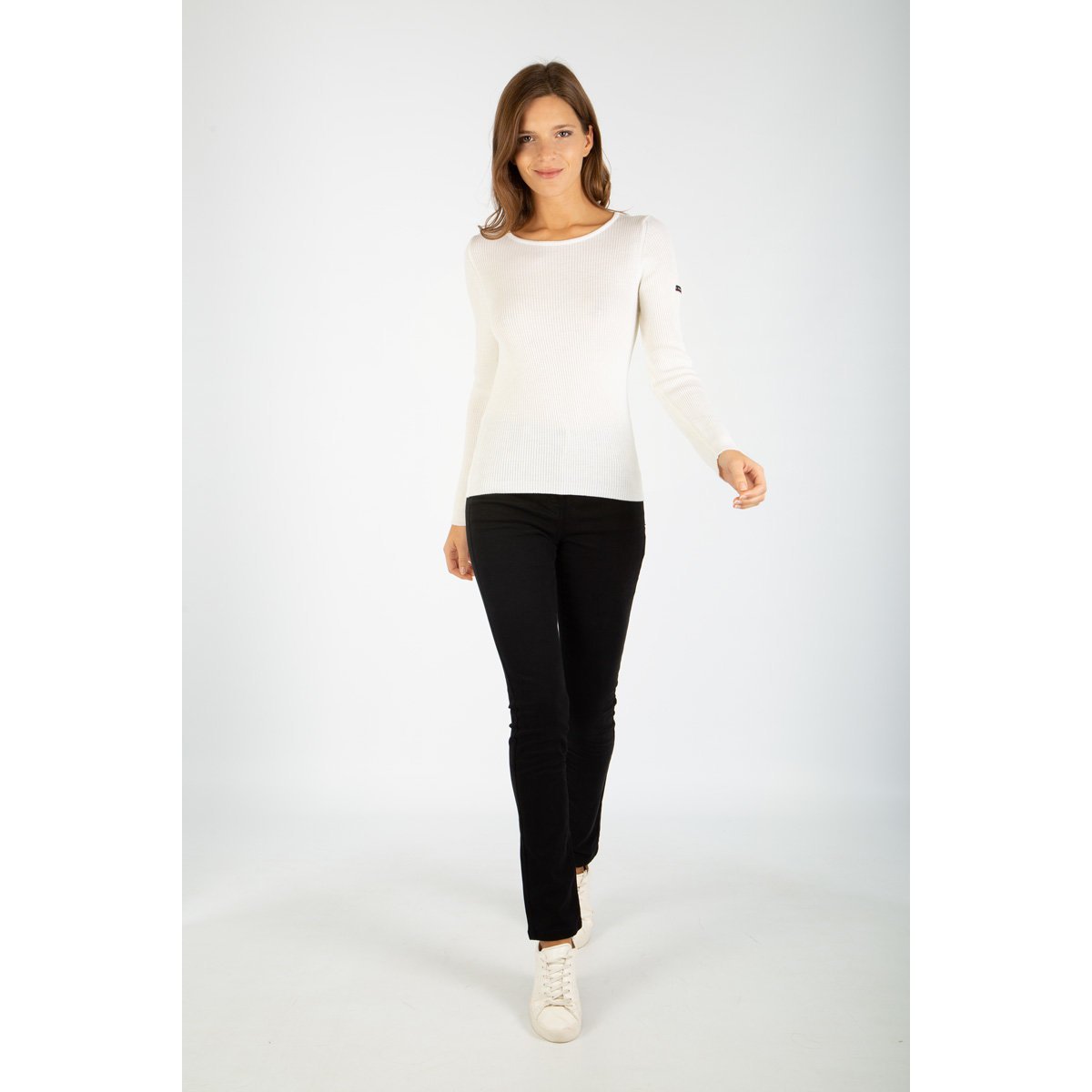 Pull en laine mérinos LIFFRÉ milk, ARMOR-LUX