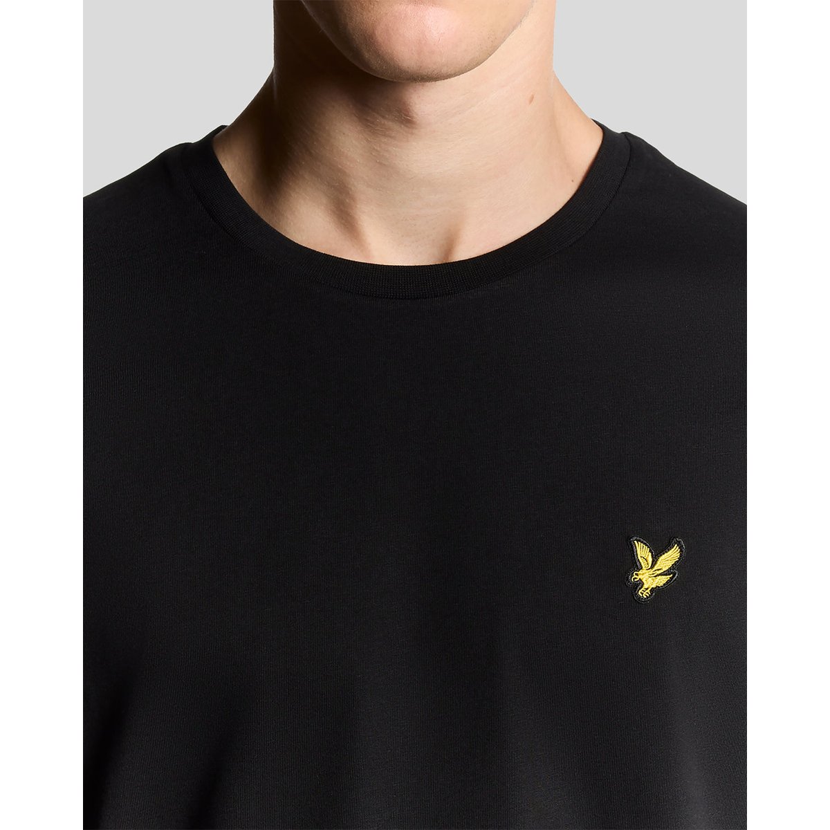 T-shirt en coton col rond noir jais, LYLE & SCOTT