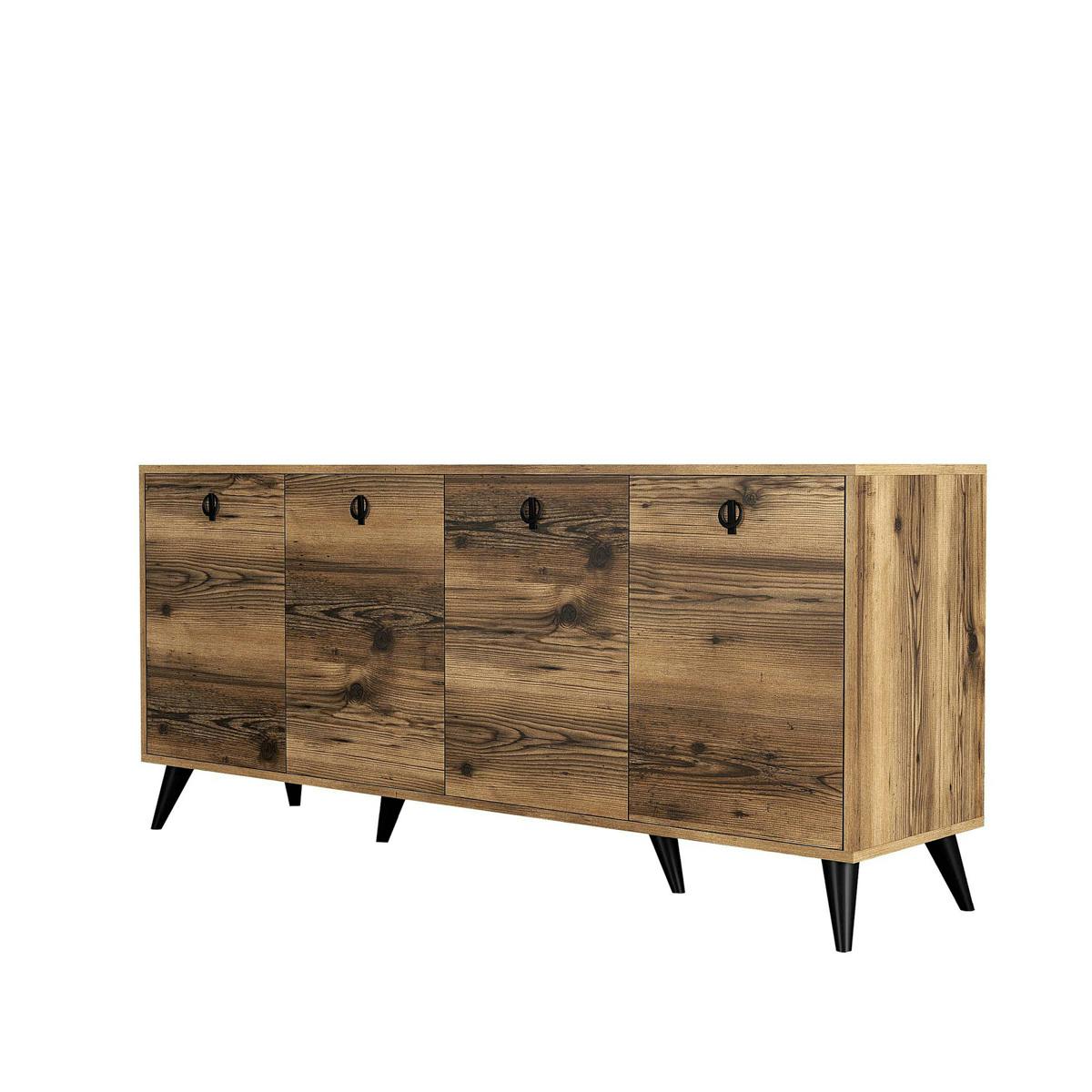 Buffet 4 portes, poignées anneaux UMEA noyer, PIER IMPORT