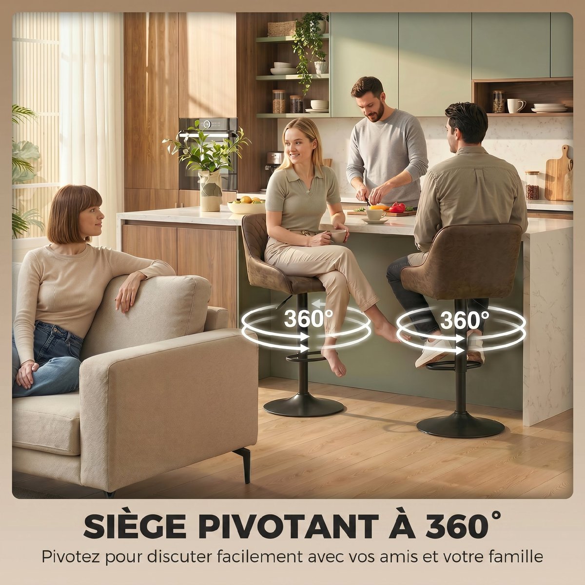 Tabouret de bar PU Marron foncé marron foncé, HOMCOM