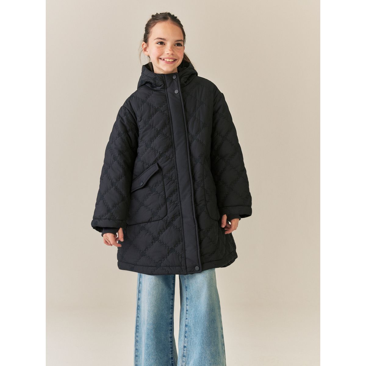 Veste déperlante matelassée cœur noir, NEXT