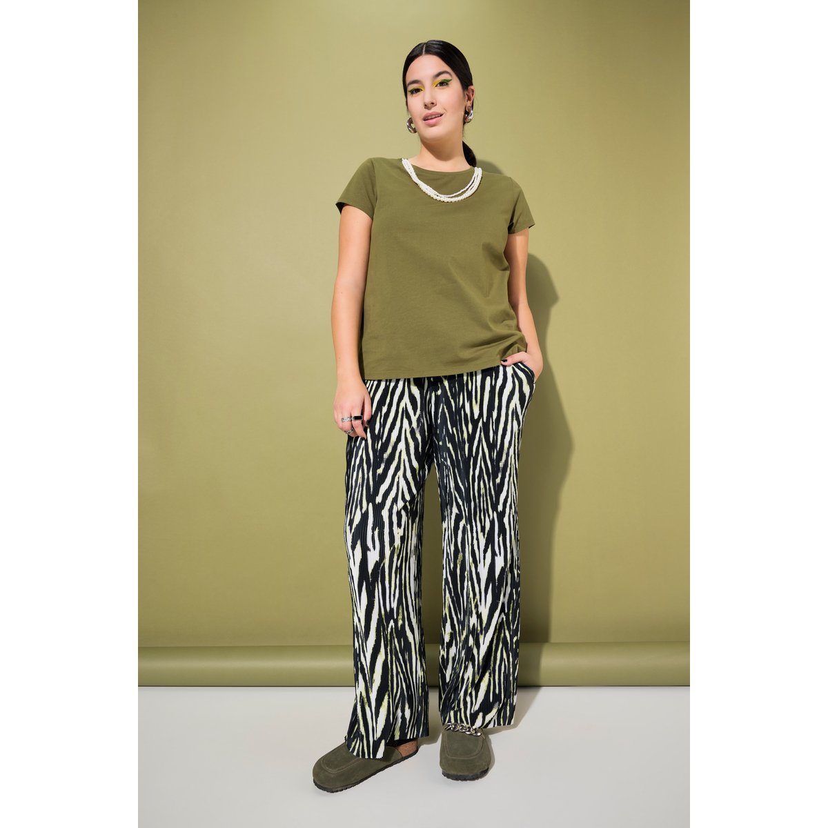 Pantalon plissé, imprimé animal noir, STUDIO UNTOLD
