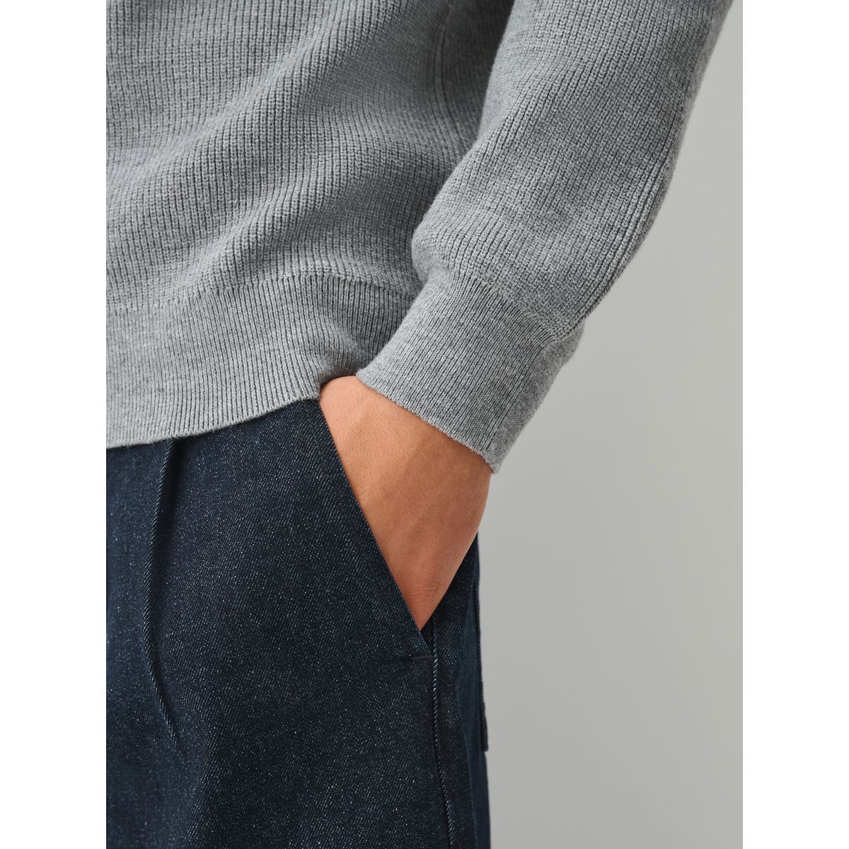 Pull standard texturé à col zippé essential gris, NEXT