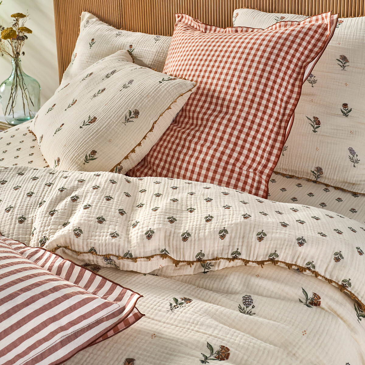 Drap housse gaze de coton bonnet 30 cm, Emeline imprimé, LA REDOUTE INTERIEURS