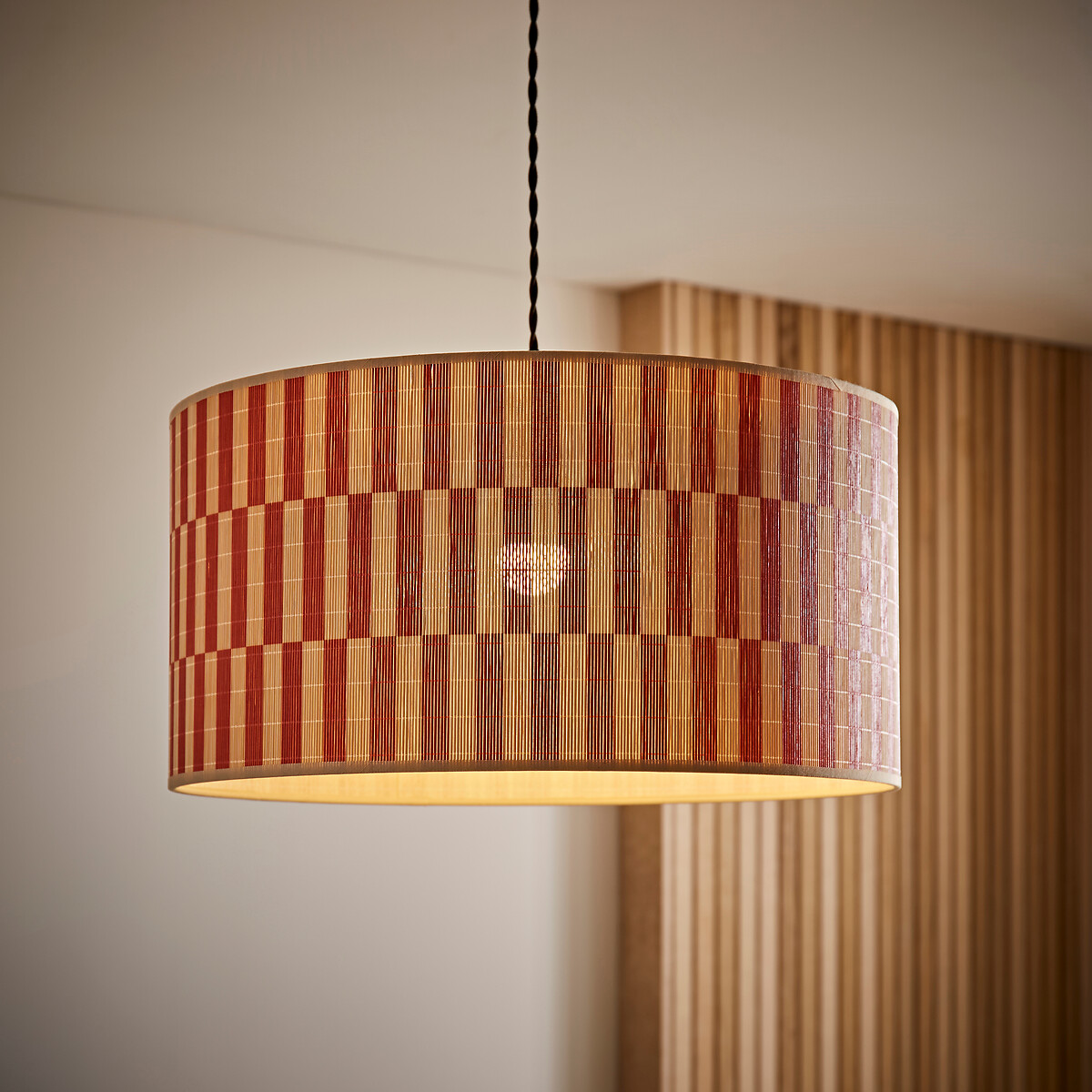 45cm Lillie Orange Checkerboard Bamboo Printed Shade orange, SO'HOME