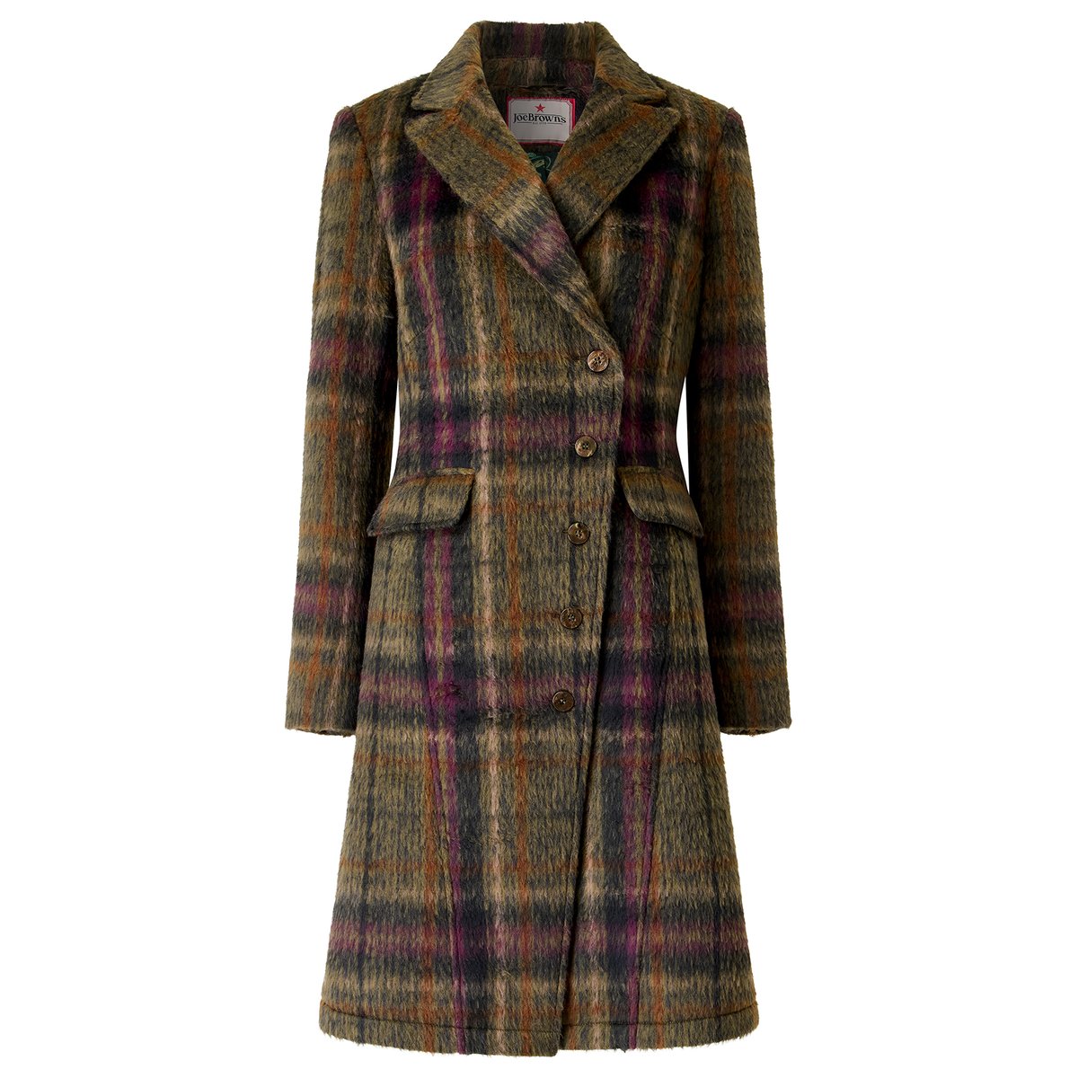Manteau à Carreaux Asymétrique Tessa vert, JOE BROWNS