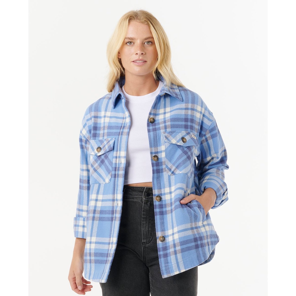 Chemise en flanelle à manches longues OCEANS blue, RIP CURL