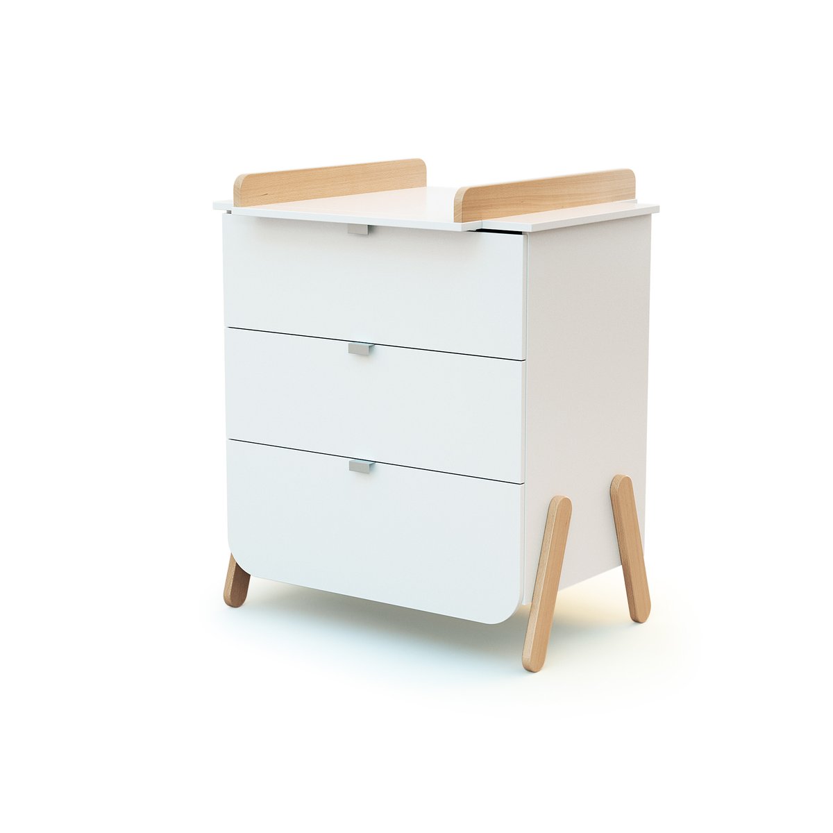 Commode à langer 3 tiroirs en bois PIRATE blanc et hêtre, WEBABY