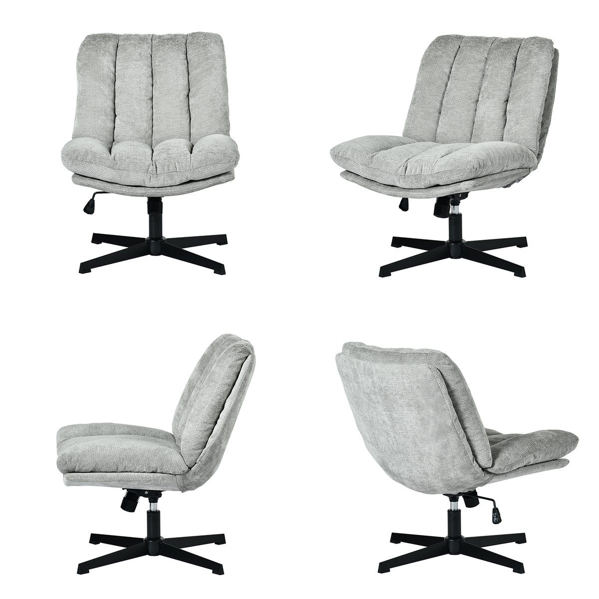Chaise de bureau réglable et rotatif en chenille, CONFODO gris, MEUBLES COSY