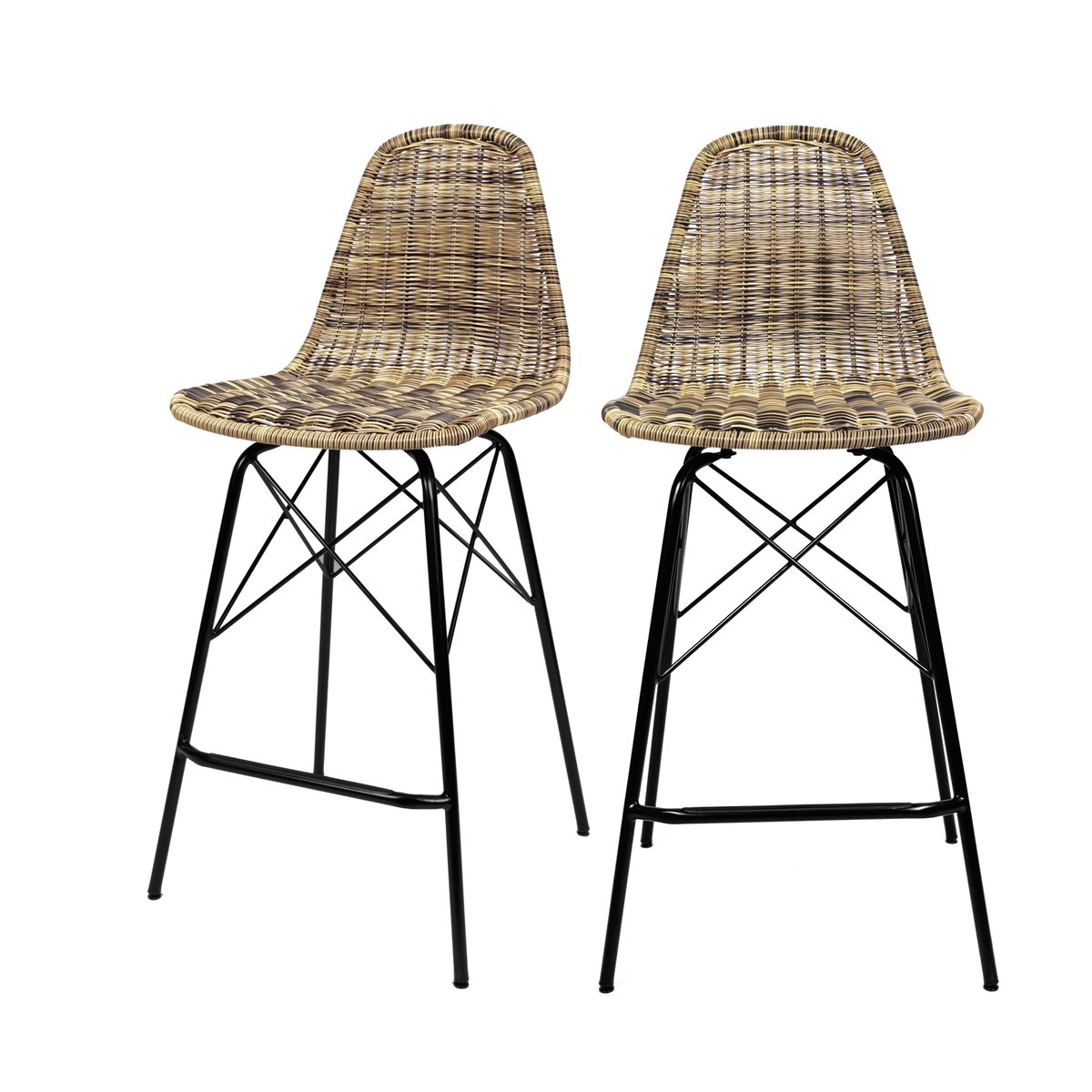 Lot de 2 chaises de bar 63 cm en résine - TIPTUR naturel, MAISON PAVANE