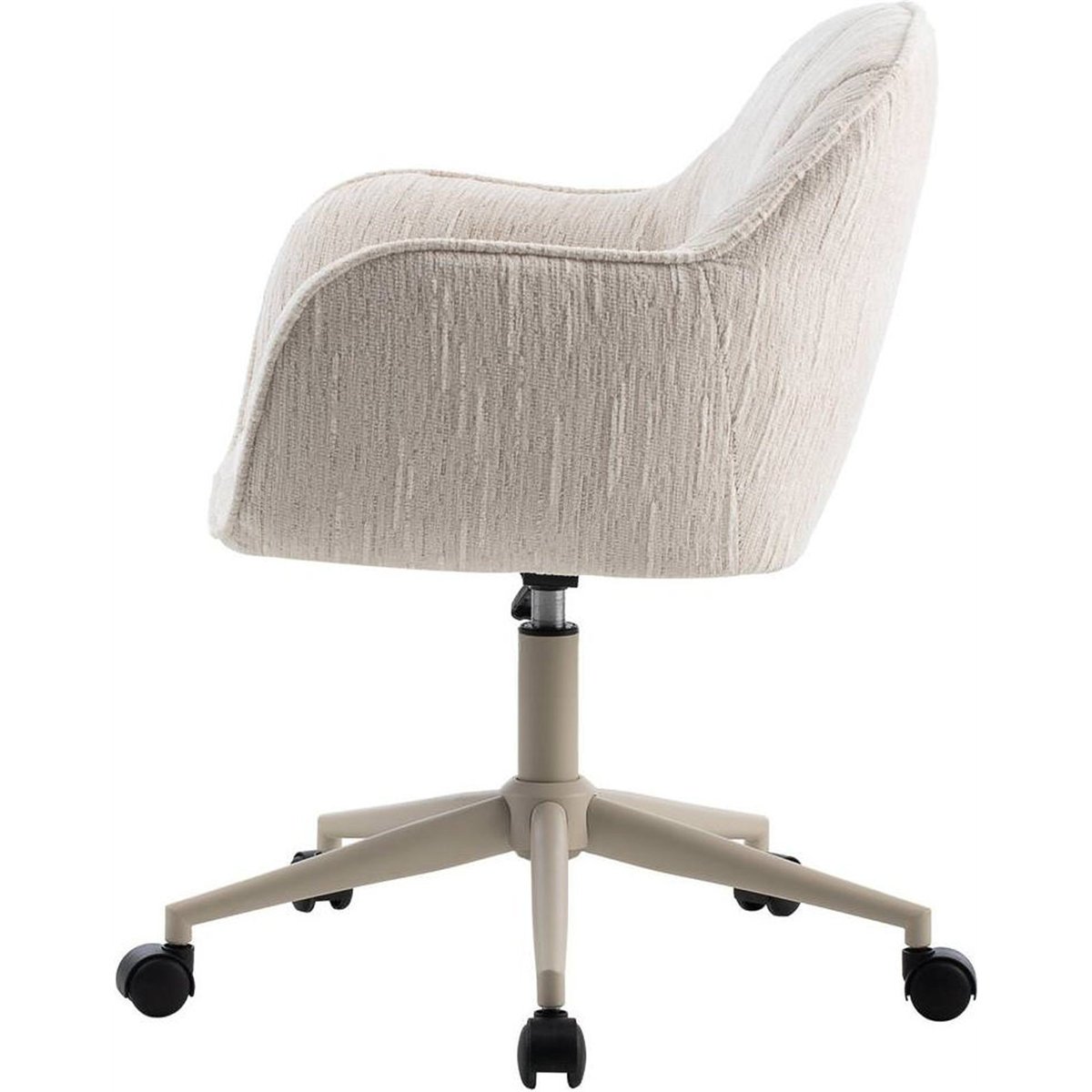 Chaise de bureau pivotante collection STEGO crème, piètement beige et roulettes noires, RECOLLECTION